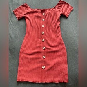 Bodycon Ribbed Rust Mini Dress Size L/XL